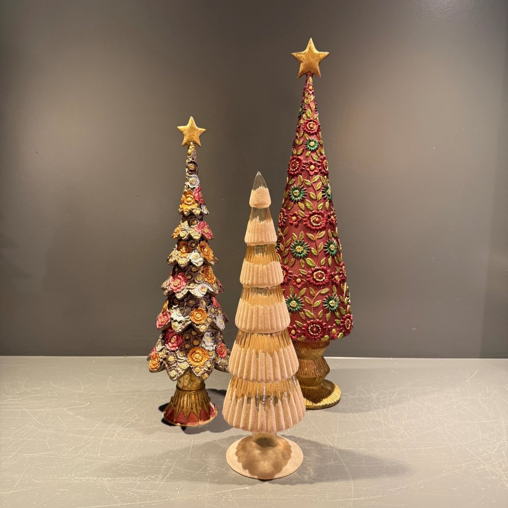 Kerstbomen set bloemen