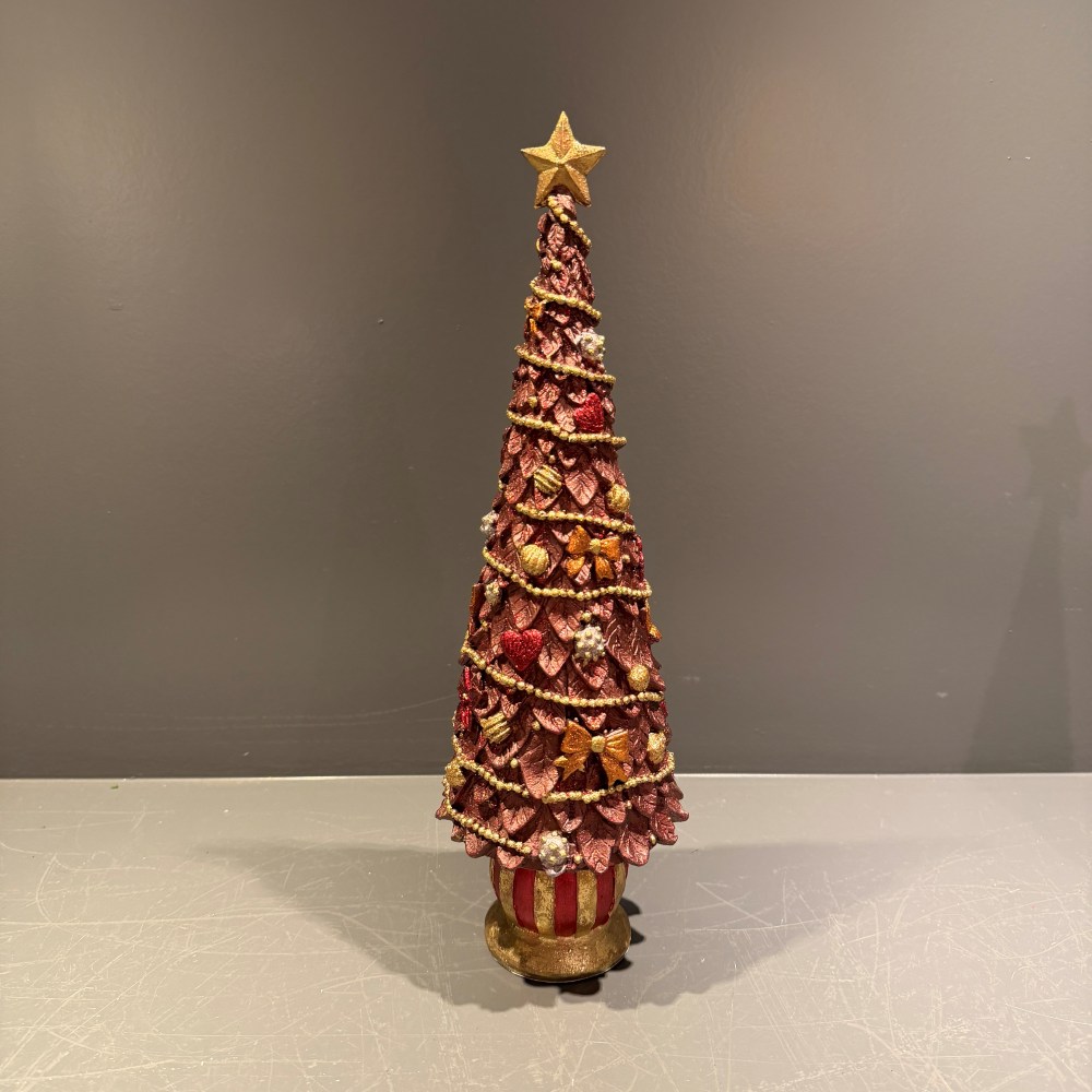 Kerstboom burgundy met strikjes middel