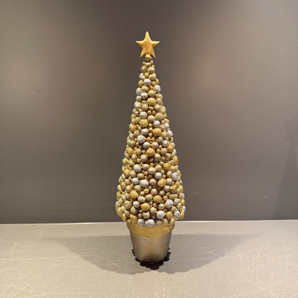 Kerstboom goud met zilver middel