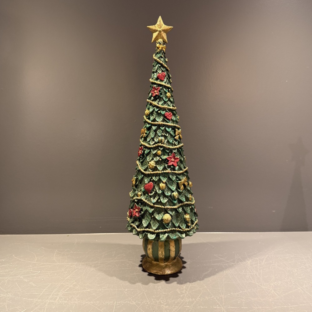 Kerstboom groen met bloemen groot