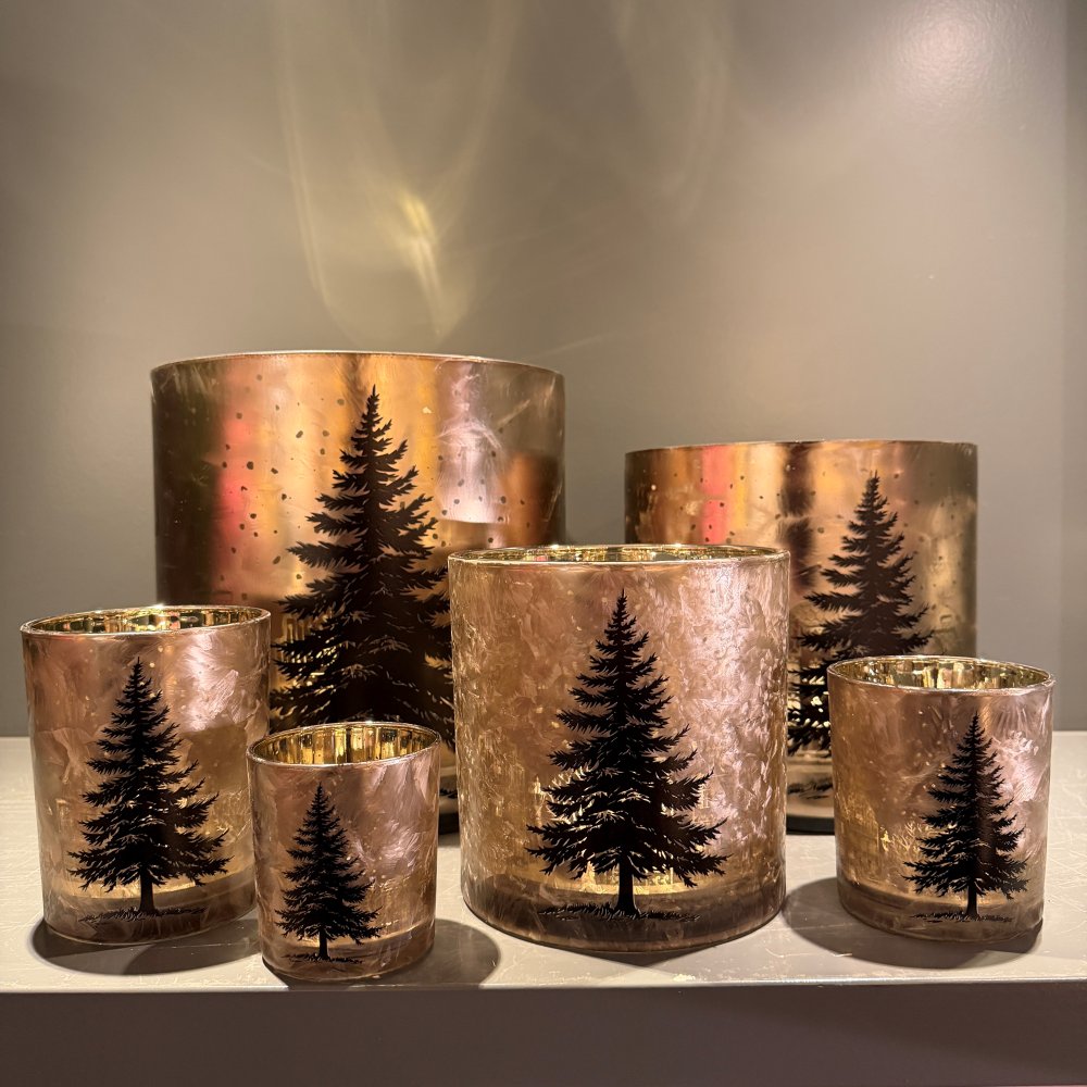 Waxinelichthouder bomen met goud